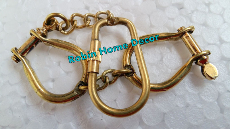 Nautical Brass antique Handcuffs KeyChain Ring Hand Brass Cuffs